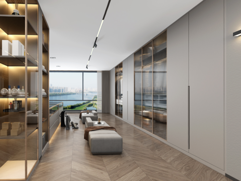  现代衣帽间vr全景3d模型 