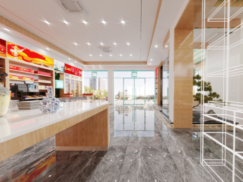  现代烟酒专卖店cr全景3d模型 
