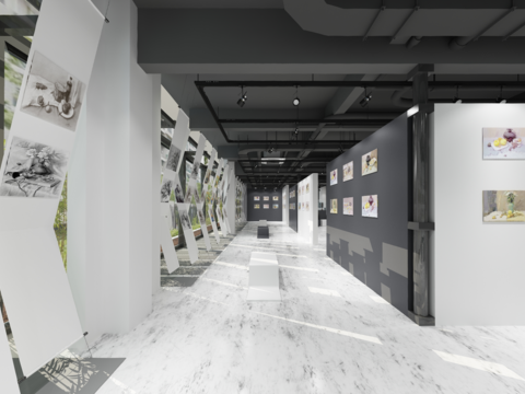  工业风美术馆全景3d模型 