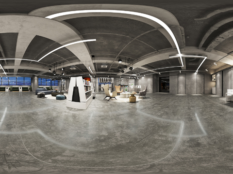  现代布料实验室办公区全景3d模型 