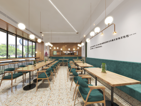  现代快餐店vr全景3d模型 