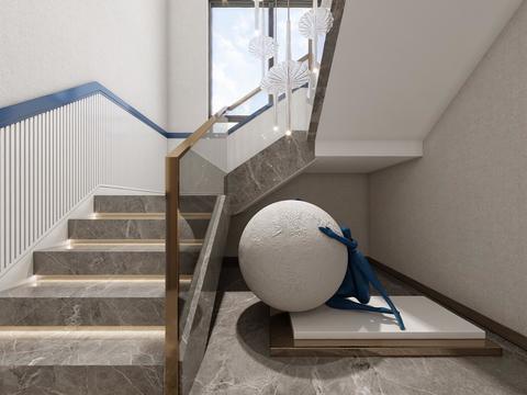  现代办公楼楼梯间cr全景3d模型 