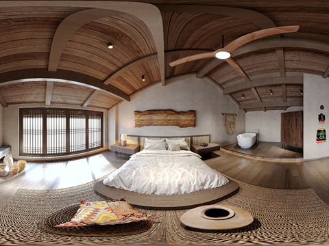  侘寂民宿 客房cr全景3d模型 