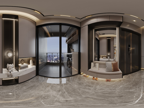  现代入户玄关cr全景3d模型 