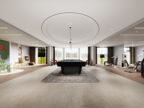  现代别墅休闲娱乐区cr全景3d模型 