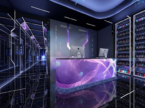  现代KTV前台大厅走廊全景3d模型 
