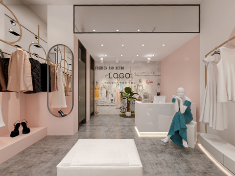  现代女士服装店vr全景3d模型 