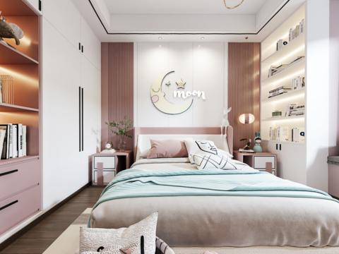  现代女孩房儿童房vr全景3d模型 