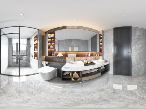  现代卫生间浴室vr全景3d模型 