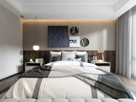  现代卧室衣帽间vr全景3d模型 