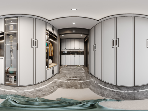  新中式入户玄关cr全景3d模型 