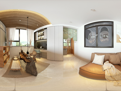  现代入户厅 休闲阳台vr全景3d模型 