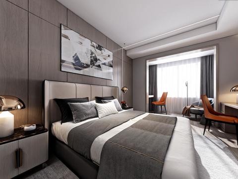  现代卧室主人房vr全景3d模型 