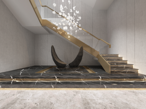  现代售楼处楼梯间vr全景3d模型 