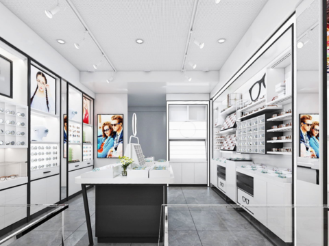  现代时尚眼镜店全景3d模型 