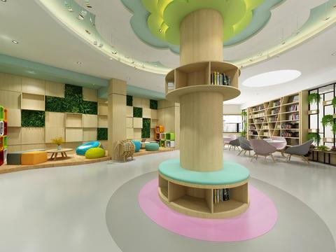  现代儿童培训休息区舞蹈教室vr全景3d模型 
