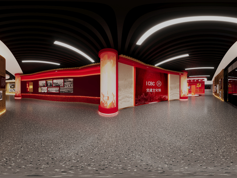  新中式党建室 文化馆cr全景3d模型 