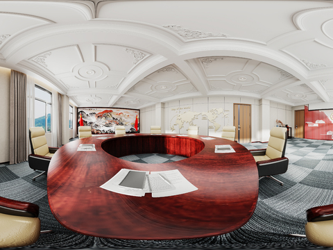  现代党建会议室vr全景3d模型 