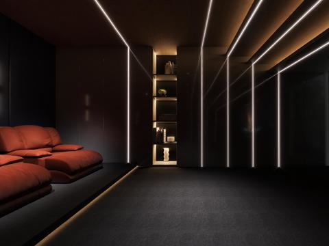  现代影音室视听室cr全景3d模型 