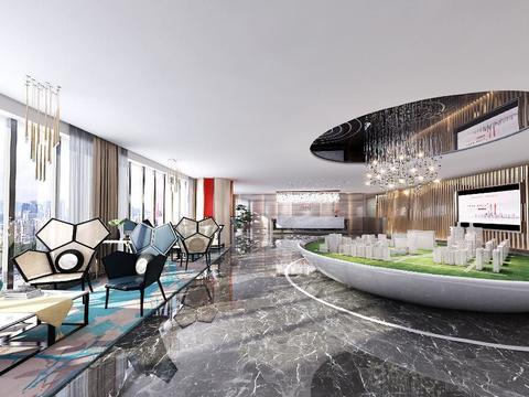  现代售楼处全景3D模型 