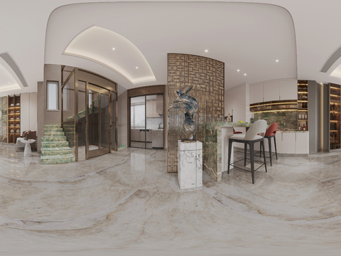  新中式餐厅 茶室cr全景3d模型 