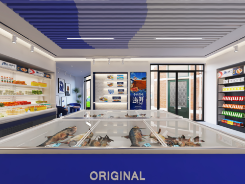  现代海鲜专卖店vr全景3d模型 