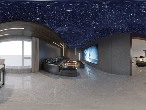  现代影音室 视听室 家庭影院cr全景3d模型 