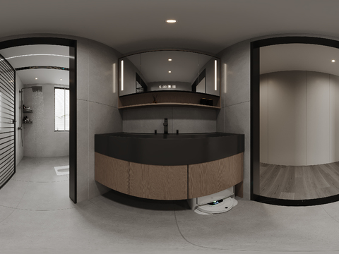  现代卫生间cr全景3d模型 