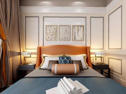  现代简约主卧室全景3d模型 