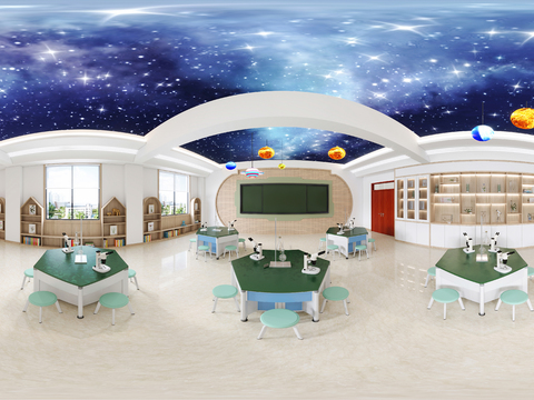  现代小学生物教室cr全景3d模型 