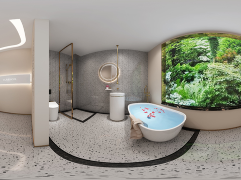  现代理发店 美容美发vr全景3d模型 