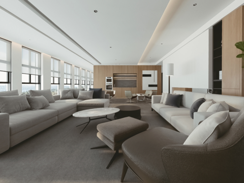  现代接待室vr全景3d模型 