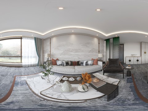  新中式酒店包厢vr全景3d模型 