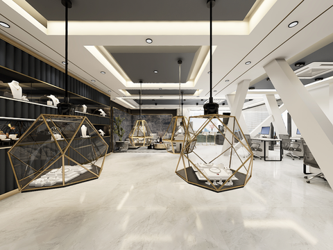  现代开放式办公区vr全景3d模型 