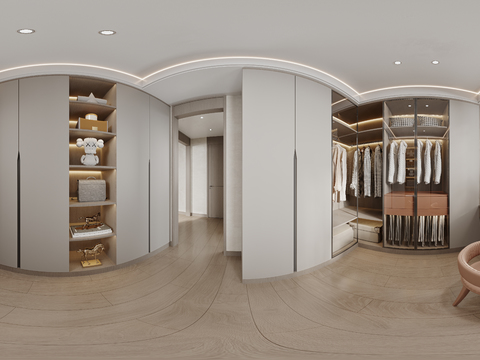  现代衣帽间cr全景3d模型 