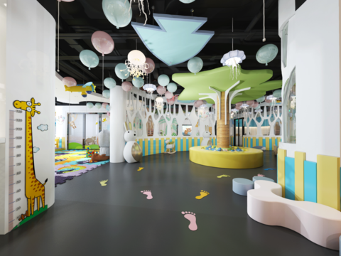  现代儿童早教中心全景3d模型 