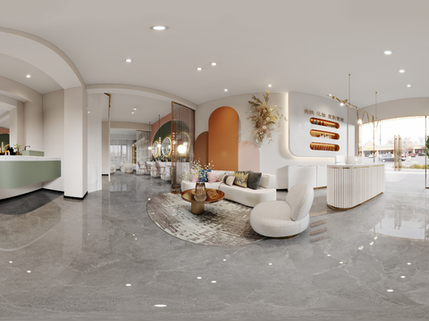  现代美容院vr全景3d模型 