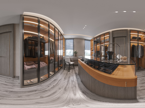  现代衣帽间cr全景3d模型 