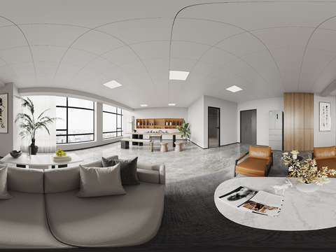  现代办公室vr全景3d模型 