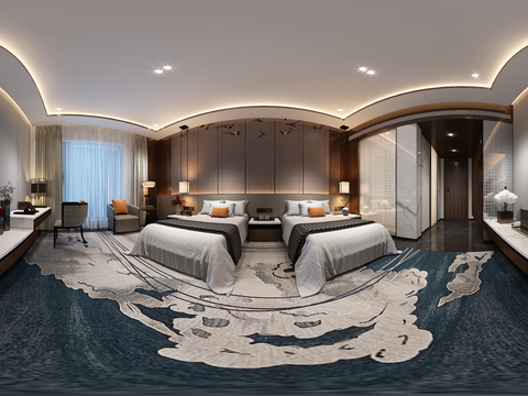  现代酒店标间vr全景3d模型 