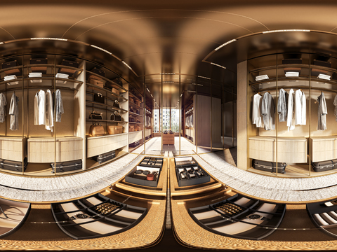  现代衣帽间vr全景3d模型 