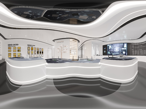  现代科技展厅cr全景3d模型 