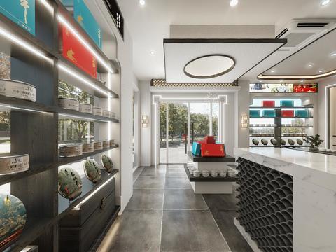  新中式茶叶店vr全景3d模型 