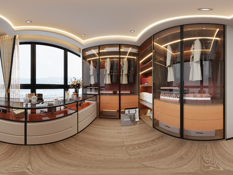  现代衣帽间cr全景3d模型 