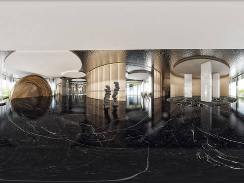  现代酒店大堂vr全景3d模型 