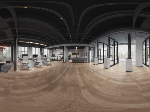  现代敞开式办公区cr全景3d模型 