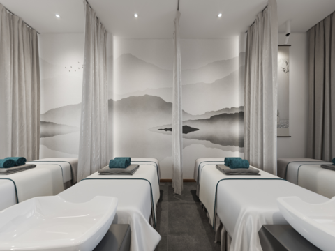  新中式SPA美容院按摩间vr全景3d模型 