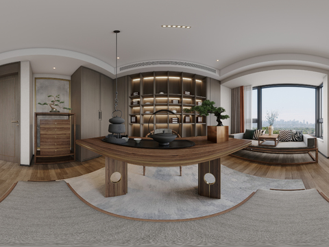  新中式茶室cr全景3d模型 