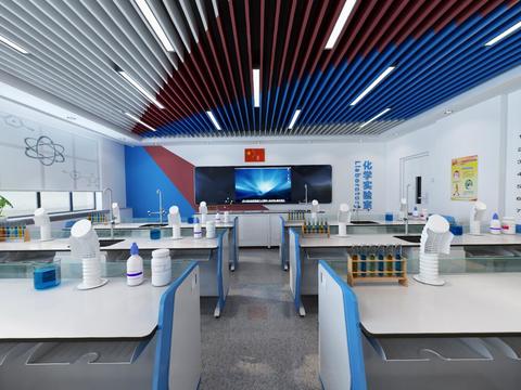  现代学校化学实验室教室vr全景3d模型 