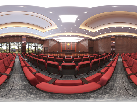  现代法庭审判庭cr全景3d模型 